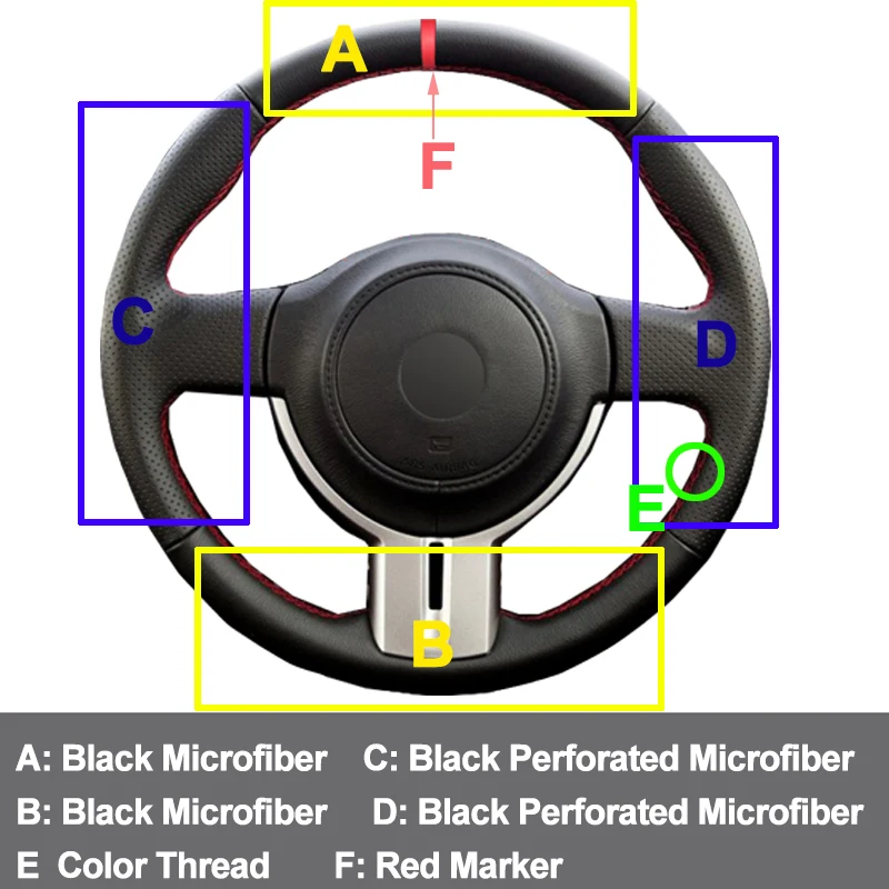 Ручной швейный чехол рулевого колеса автомобиля для Toyota 86 2012- для Subaru BRZ 2012- Оплетка на руль автомобиля Стайлинг
