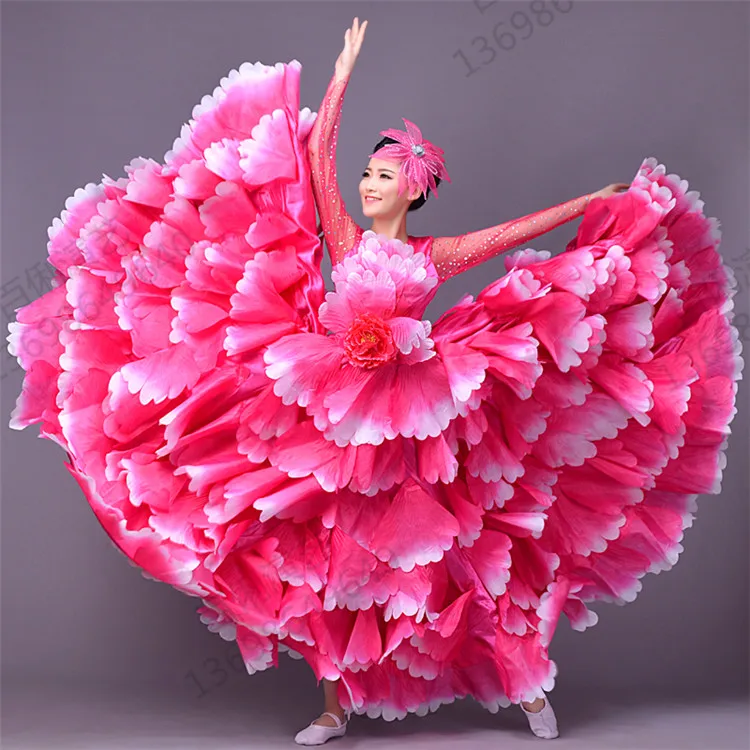 360/540/720 без рукавов взрослых испанский Танцы r фламенко Танцы дамы маскарадный костюм размеры S-3XL испанский Танцы костюмы; одежда - Цвет: 720pink