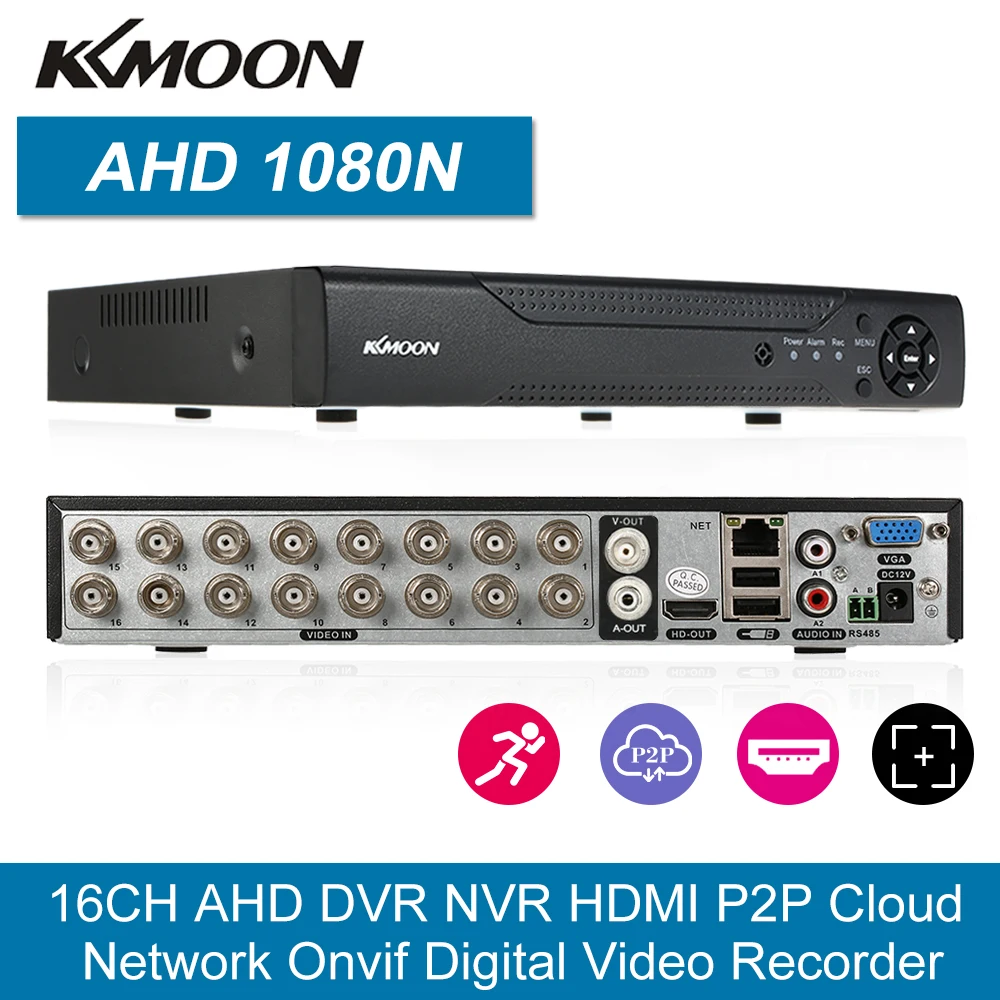 KKmoon 16CH 1080P hybride NVR AHD TVI CVI DVR enregistreur vidéo numérique prise en charge Plug and Play CMS navigateur vue détection de mouvement PTZ