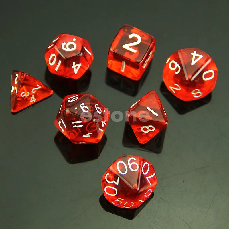 Многогранная матрица D4 D6 D8 D10 D12 D20 MTG RPG D& D DND настольная игра шахматы детская развивающая математическая игрушка - Цвет: Красный