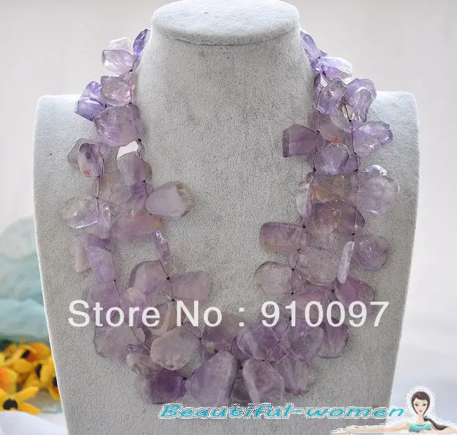

>>>Nature 2row 20" 30mm lavender Flake Amethyst necklace