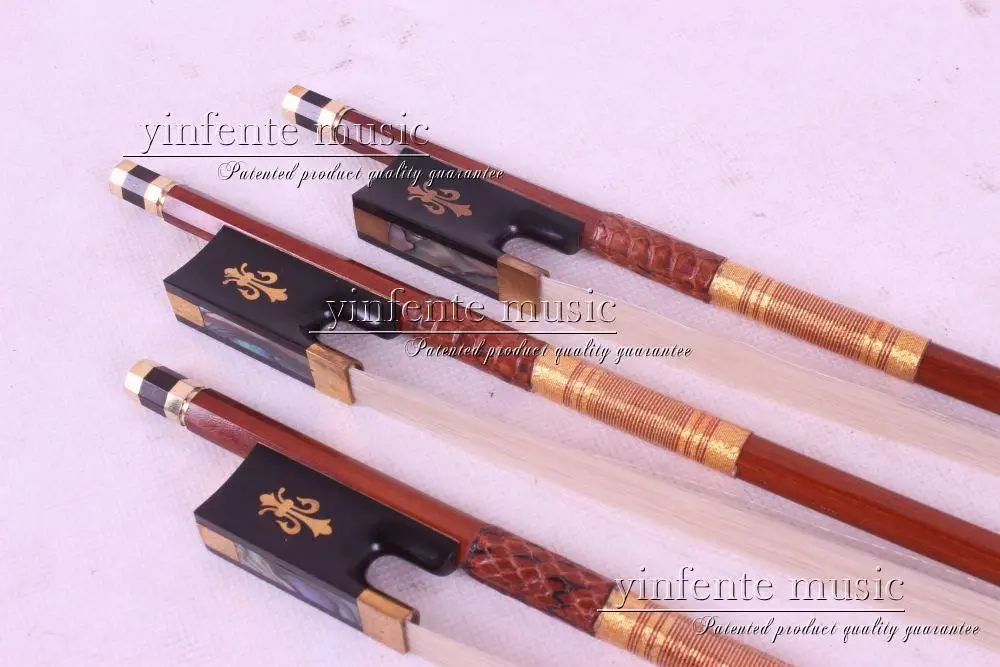 

1pcs Brazilwood Round Stick 4/4 violin Bow Ebony Frog Flower Inlaid 4/4 #26++