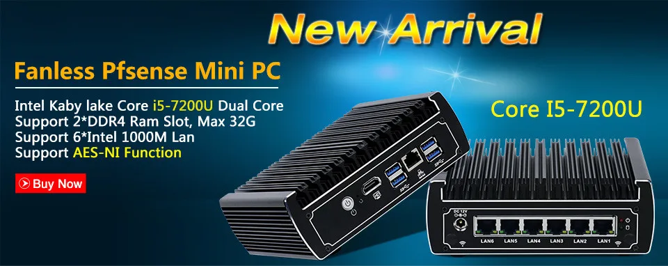 Причастником промышленный безвентиляторный i3 minipc Core i3 7100U 1 * Lan 2 * COM Мини ПК Windows 10 Linux мини компьютер настольный 7 * USB