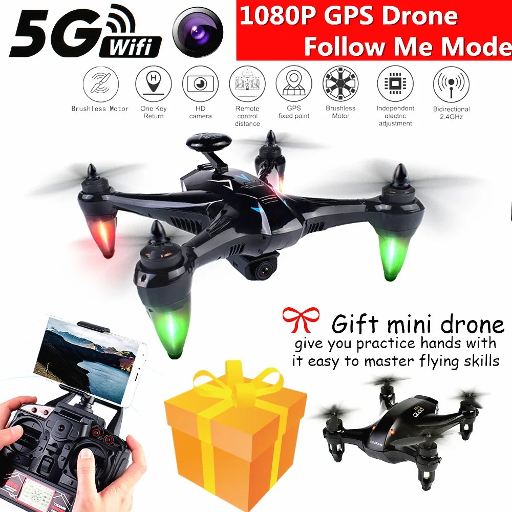 X198 RC Drone GPS Follow Me Drones with Camera HD 1080P FPV Quadcopter