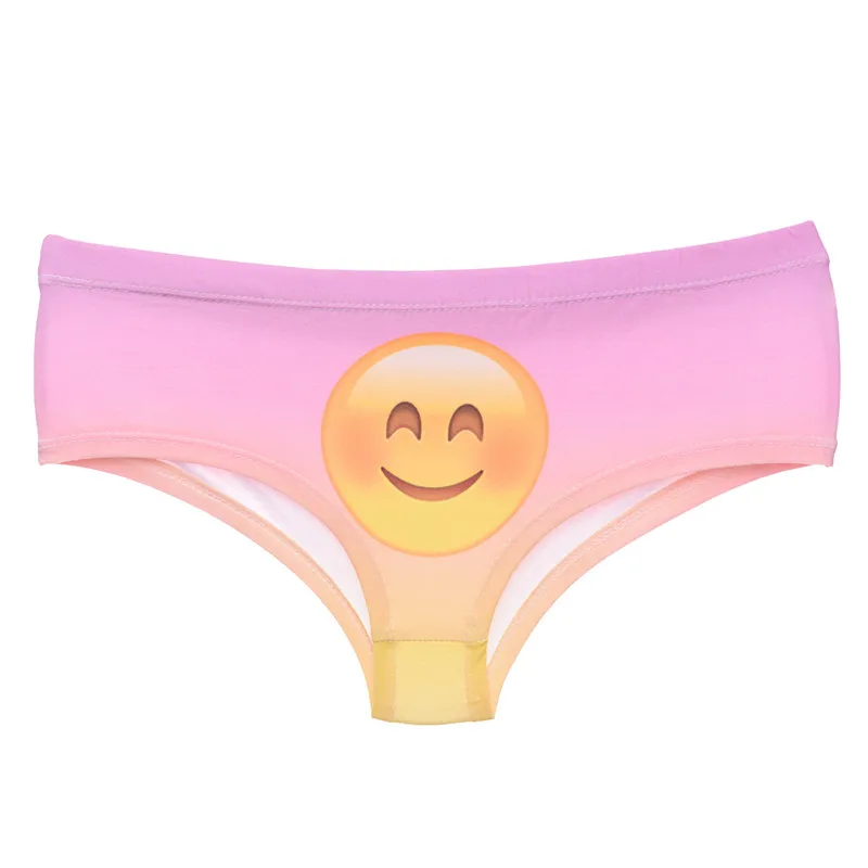 

DeanFire Kawaii 3D Panties Ladies Underwear emoji smile pink ombre Funny Print Lovely Push Up Briefs lingerie thong for female