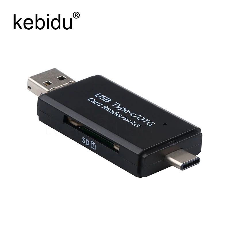 Kebidu 3 в 1 OTG type-C кард-ридер USB 2,0 USB Micro USB комбо 2 слота TF SD type C кард-ридер для смартфонов ПК