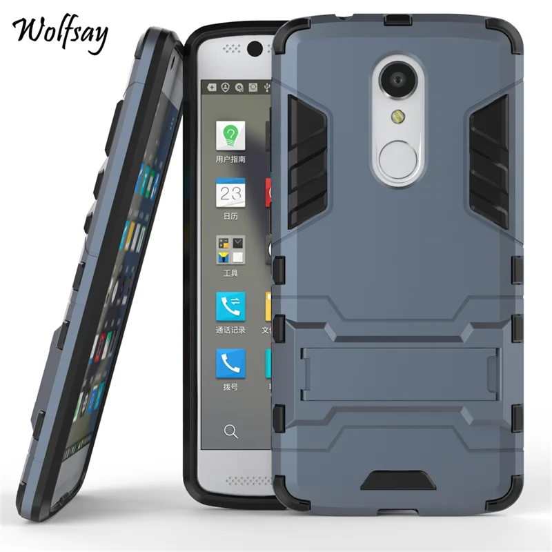 

Wolfsay Cover For ZTE Axon 7 Mini Case Slim Robot Armor Kickstand Rubber Fundas for Phone Case ZTE Axon 7 Mini Coque Axon7 mini<