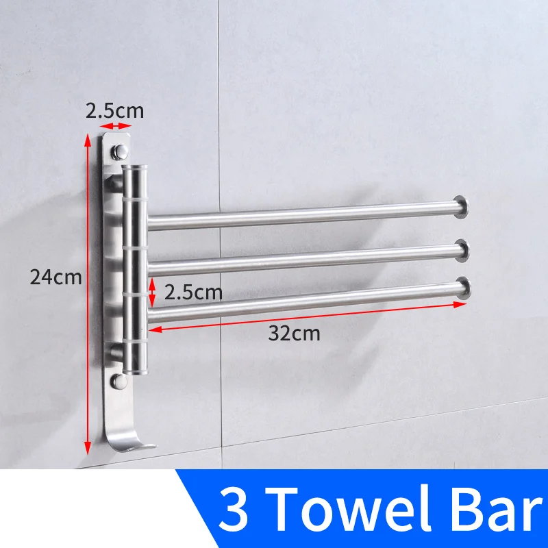 Полотенца бар Нержавеющая сталь двойная вешалка для полотенец в ванную настенный Полотенца стойка вешалка, держатель, крюк одежда для халатов, полотенец железнодорожных вешалка - Цвет: 3 Towel Bars