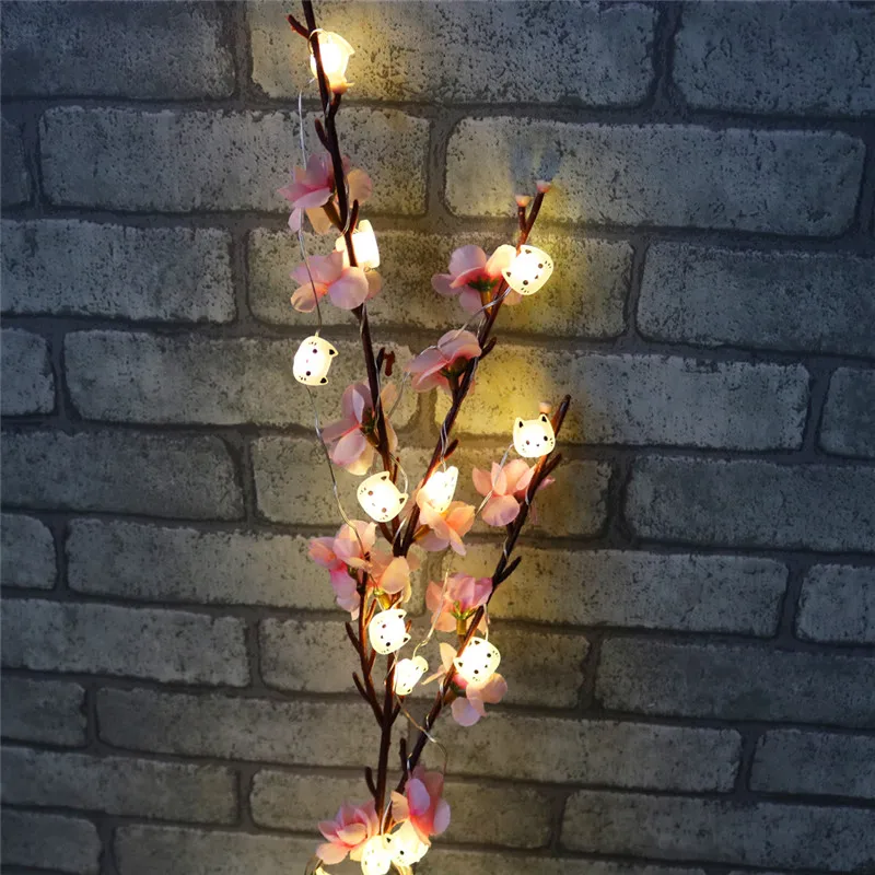 Jiaderui 2M 20LED Cat Copper Wire String Lights LED Fairy Lights Christmas Wedding Party Home Decoration Lights Battery Powered