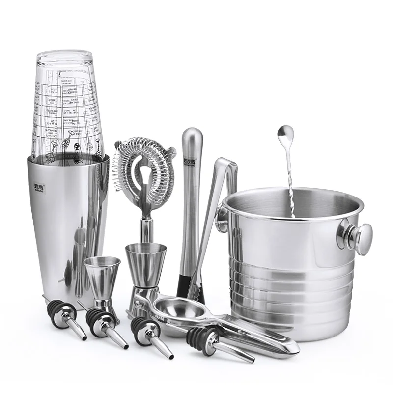 10pcs/set 14pcs/set Optional Stainless Steel Boston Cup Bartender Set