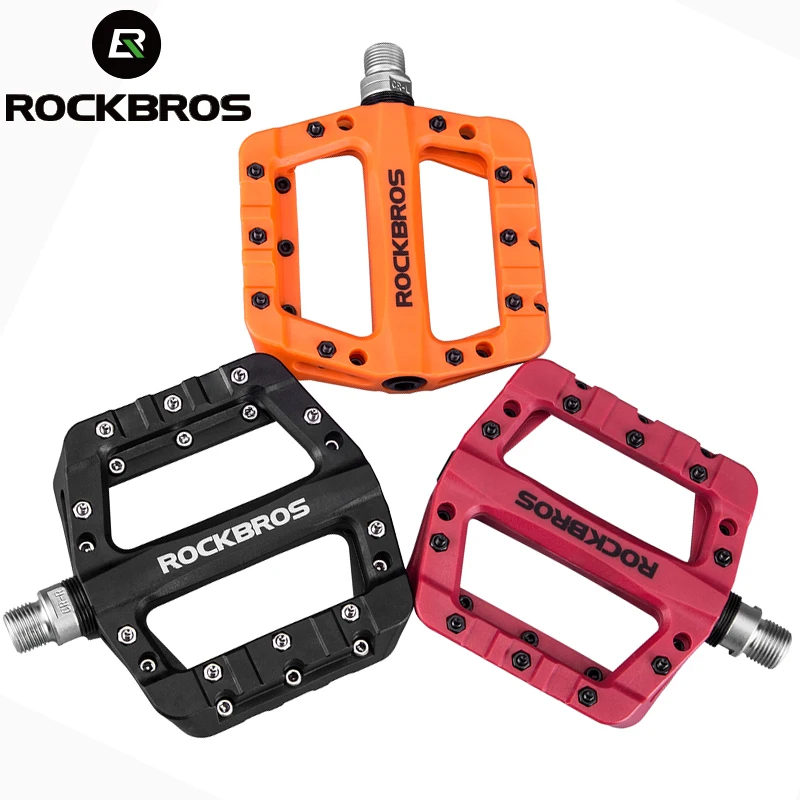 ROCKBROS Cycling MTB Bike Bicycle Pedals Ultralight Seal Bearings Nylon Molybdenum Pedals Durable Widen Area Bike Bicycle Part