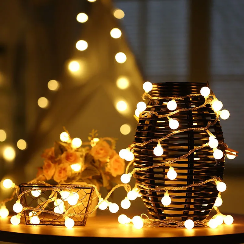 20 светодиодный светильник-гирлянда с мини-шариками, Сказочная гирлянда, 1,5 м, 3,5 м, на батарейках, праздничная гирлянда, лампа для дома, вечерние, свадебные, декоративный светильник