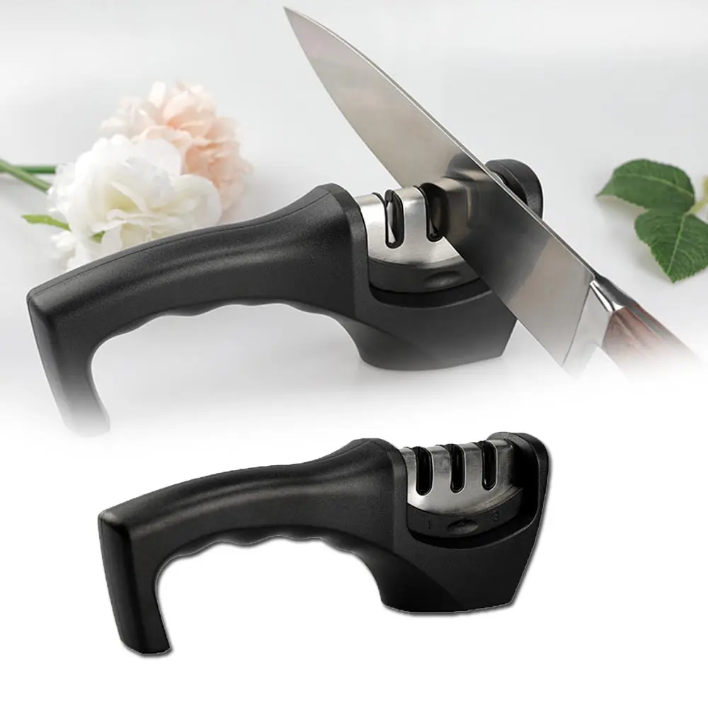 Afilador de cuchillos profesional, herramienta para afilar cuchillos de 3  etapas, tungsteno, diamante y cerámica - AliExpress