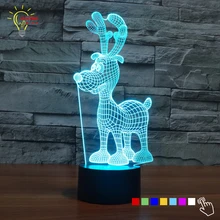 Прекрасный Цвет Изменение 3D лампа животное олень сенсорный контроль светодиодный ночник градиентное украшение детская спальня освещение Рождественский подарок