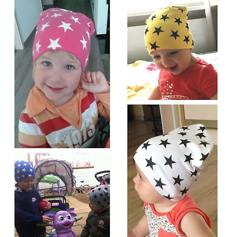 

2018 Baby Hat Star Girl Boy Cap Kids Beanie Stars Hat Baby Infant Hat Cotton New Children Collar baby cap child cap