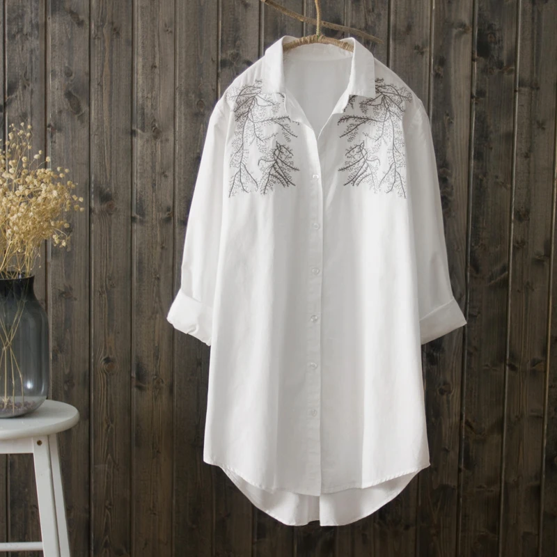

2019 Summer Female Women Tops Autumn 100% Cotton White Shirt Women Long Sleeve Blouse Korean Fashion Woman Clothes Women Blouse