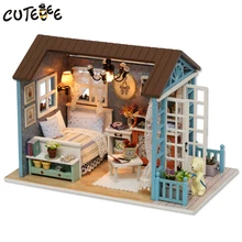 CUTEBEE Doll Home Miniature DIY Dollhouse With Furnitures Picket Home Toys For Youngsters Birthday Present Z007