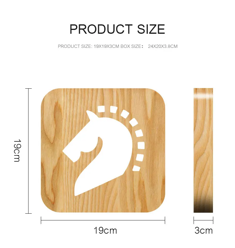 3D Wooden Lamp Creaitive Night Light Horse Shape Decorative Night Lamp USB Table Desk Lamp LED Lighting Gift LED Decor Lamp (3)