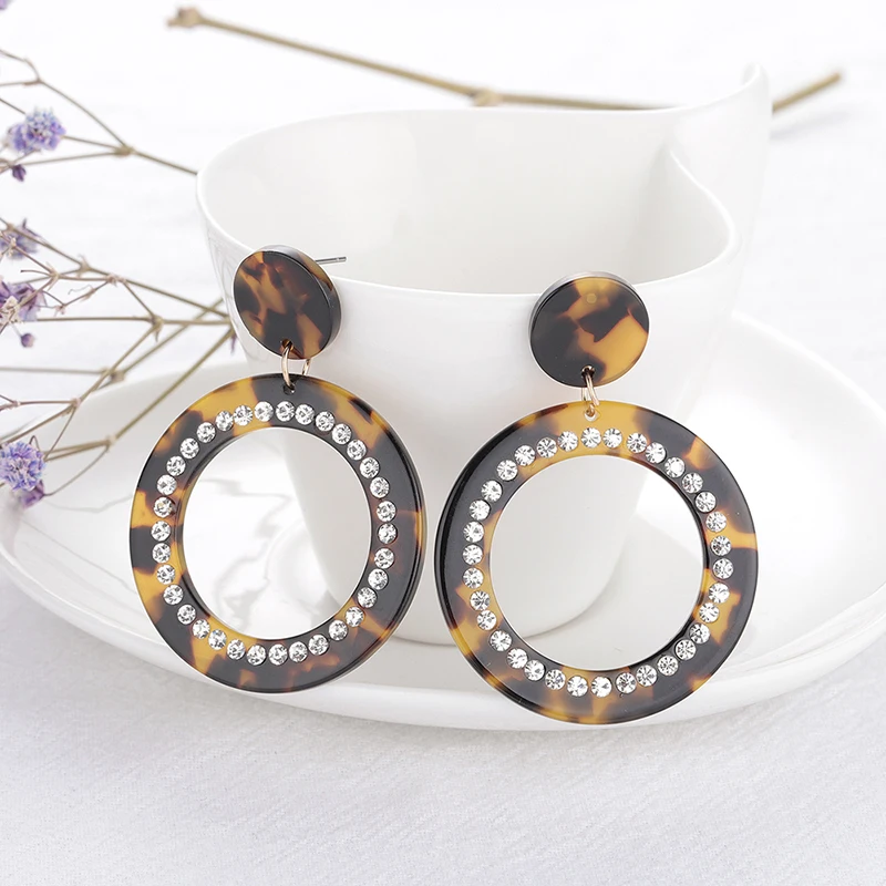 

2019 Real Aretes Earing New Leopard Dangleearrings For Women Big Geometric Drop Shining Earrings Wedding Bridal Jewelry Brincos