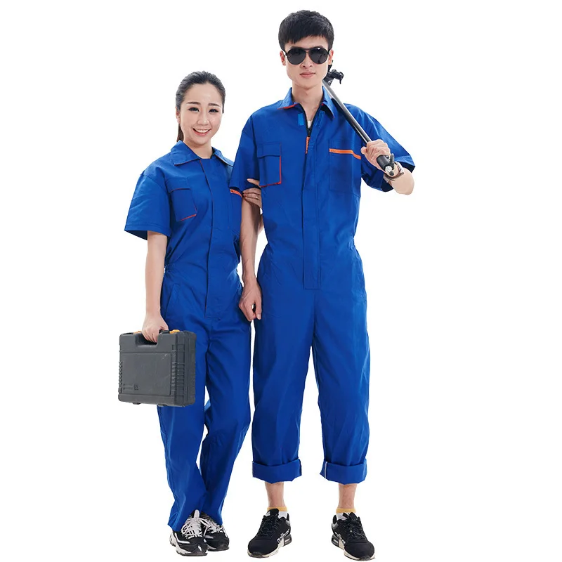 Summer Short sleeve Work overalls Men Elastic waist Protective