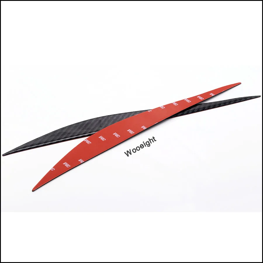 Wooeight 2Pcs Carbon Fiber Headlights Eyebrows Eyelids Front Headlamp Eyebrow Cover Trim Fit for BMW 3 Series F30 2013 2014-2017 (2)