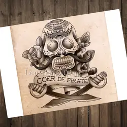 Топ моды Винтаж о "coer de пират" татуировки рисунком kraft Бумага кафе Гостиная стены Книги по искусству ремесел Стикеры hm-26