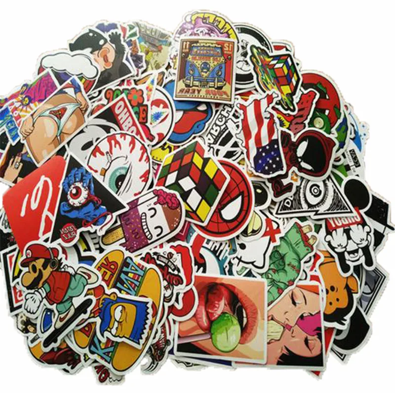 New 200Pcs No Repeats DIY Graffiti Sticker Bomb Decal Car Motorcycle Suitcase Laptop Covers Stickers Bomb Accessories Kids Toys