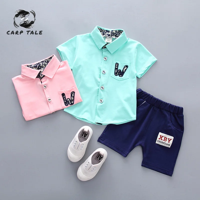 

Baby clothes suit summer newborn cotton female baby clothes lapel letters baby boy clothes unisex children clothes set 2019