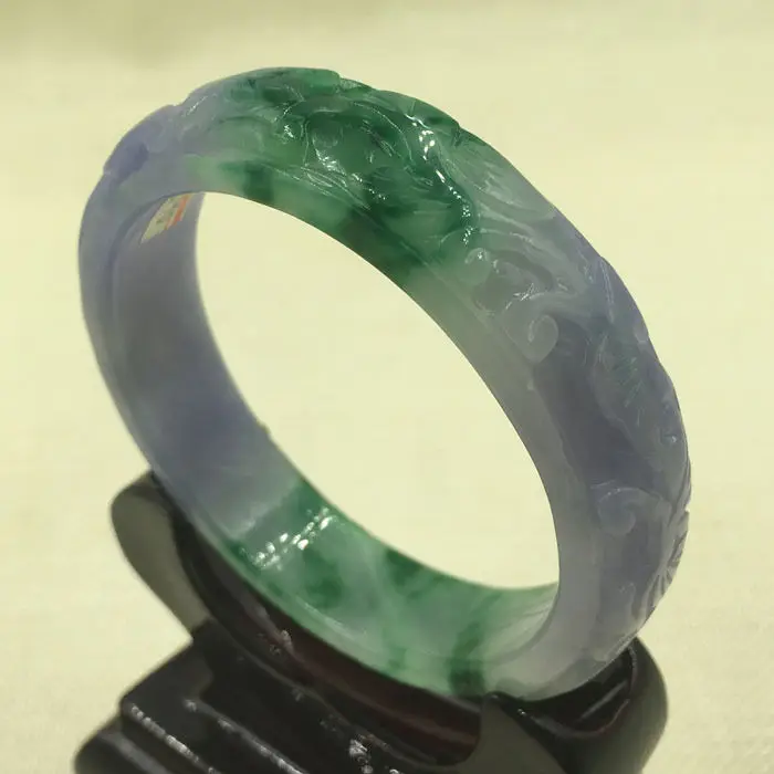 

2190 Chinese Hand-carved Lavende Purple Green Jadeite Jade Bangle Bracelet 61mm 28% 10.13