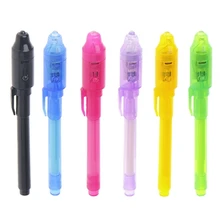 1 Набор невидимых чернильных ручек x 6(без розничной упаковки) Встроенный УФ-светильник, магический маркер для безопасности ручки, чтобы использовать случайный цвет