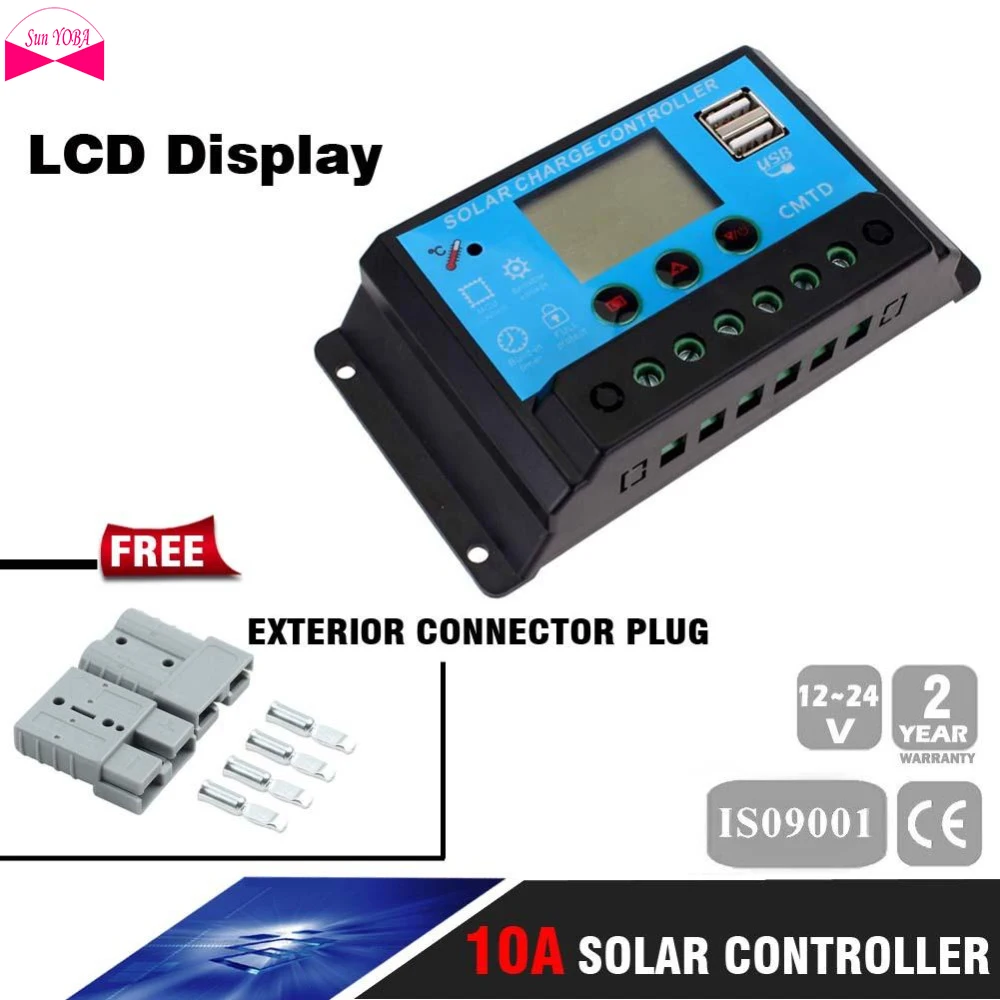 Multipurpose Solar Panel Regulator LCD 10A 12V//24V Charge Controller 240W WT