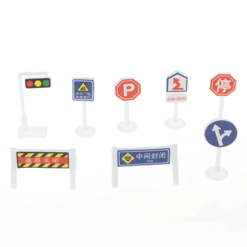 56 pieces Kids Block Street Traffic Signs Kid Children's Educational Toy for Traffic Knowledge Learning Car & Train Playset Gift