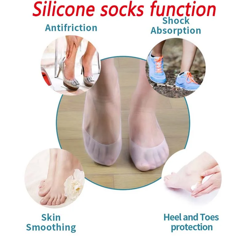 1 par Gel calcetín de cuidado de los pies herramienta de pies Protector de alivio del dolor Crack prevención hidratar piel muerta calcetín con agujero