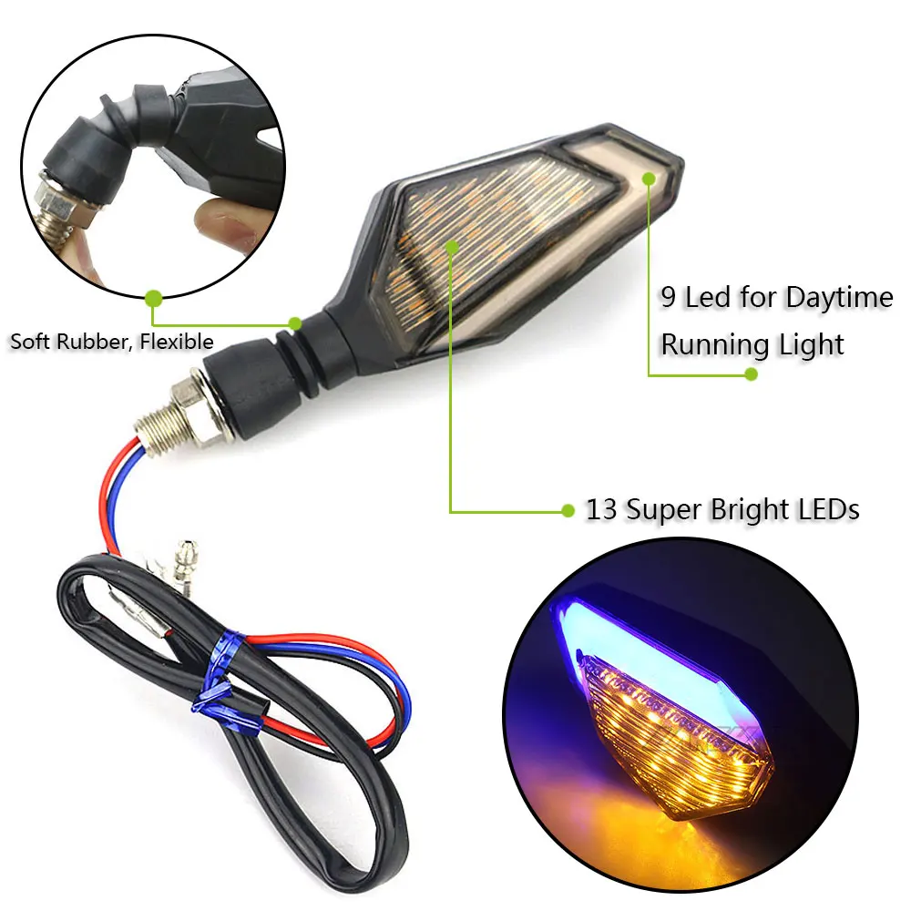 Пара мотоцикл светодиодный лампы сигнала поворота левый и правый сигналы Габаритные огни Индикаторы шоры универсальный для Honda Kawasaki
