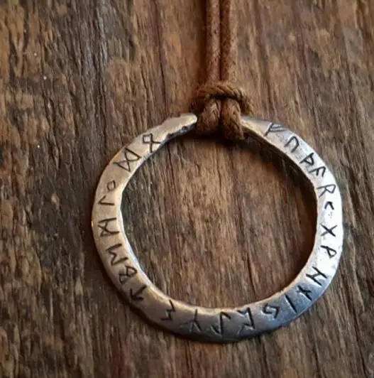 Rustic-pendant-with-the-Elder-Futhark-runes-viking-necklace-lover-gift-SanLan