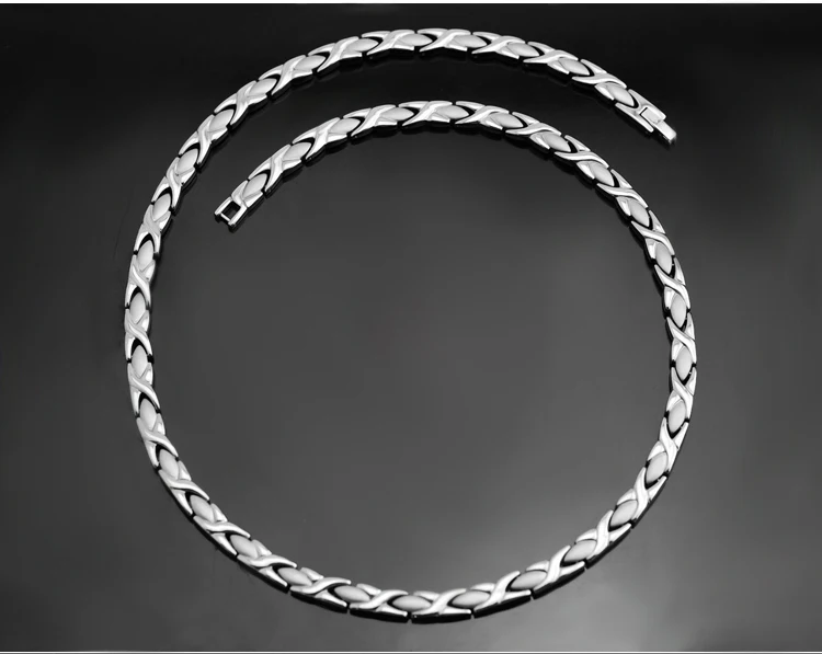 Ювелирные изделия Wollet био магнитный чистый титан германий магнитное ожерелье для женщин и мужчин исцеляющая Энергия магнит инфракрасная энергия здоровья - Окраска металла: 56cm