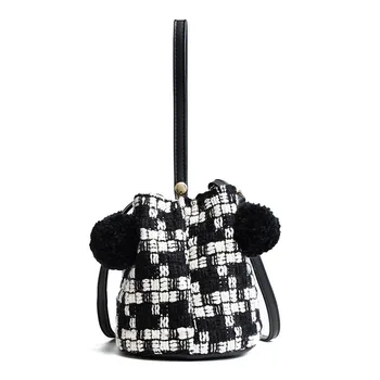 

New woolen Women Messenger Bucket Bags PU Leather Fashion Small Shoulder Ladies Girls Handbags Crossbody Bags-45