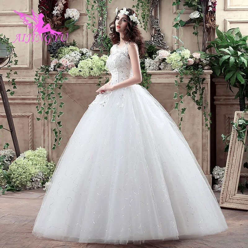 

AIJINGYU 2018 floor length free shipping new hot selling cheap ball gown lace up back formal bride dresses wedding dress WK248