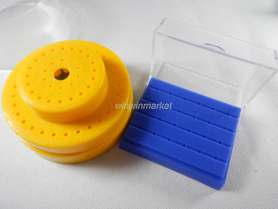 

Dental Round Burs Block Holder Station With Lid - Plastic Holds 60 Burs +Dental Lab Equipment 24 Holes Plastic Bur Holder