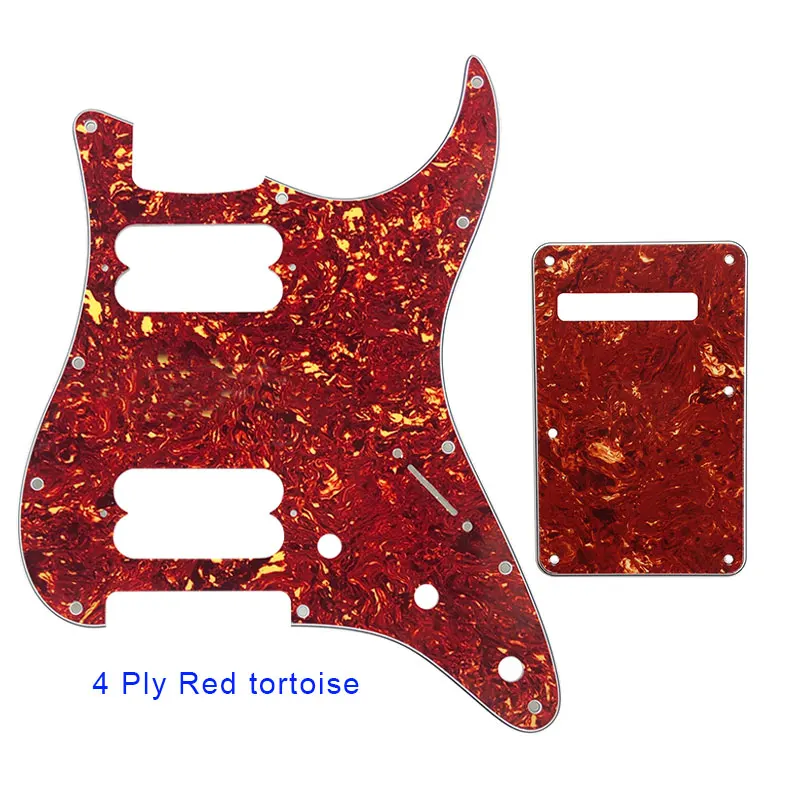 4 ply red tortoise Pleroo гитарные части накладки с задней пластиной для fender стандартный и современный Stratocaster ST HH стиль Guitarra 17 винтов - Цвет: 4 ply red tortoise