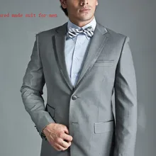 Настроить сделал светло-серый две кнопки лацканы стиль жениха смокинги женихов Для мужчин; Нарядные Костюмы для свадьбы(куртка+ брюки+ галстук