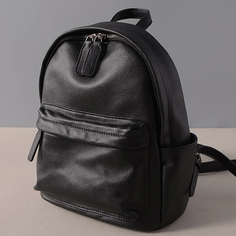 Zency черный женский рюкзак из натуральной кожи, повседневные дорожные сумки, Модный женский ранец высокого качества, школьная сумка для ноутбука - Цвет: Черный