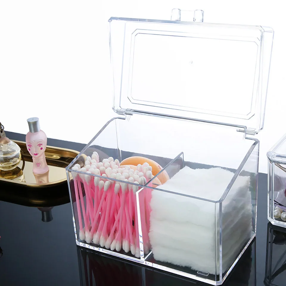 Transparent inverted cotton swab storage box Multifunctional cosmetic