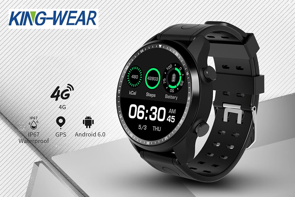 KingWear KC06 Смарт-часы спортивный Браслет фитнес-трекер BT 4,0 16 ГБ Android 6,0 1,3 дюймов ips ЖК GPS водонепроницаемый Smartband