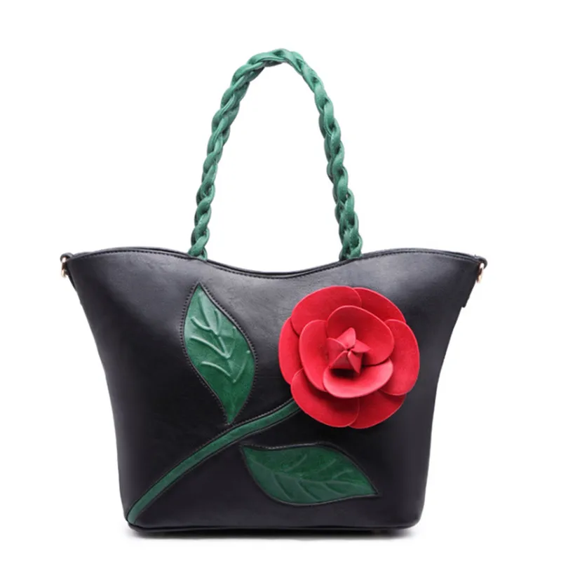 

Luxury Women Bag Elegant Rose Flower 2017 Summer Beach Famous Brand Vintage Female Tote Bolsas Feminina Messager Handbag Fashion