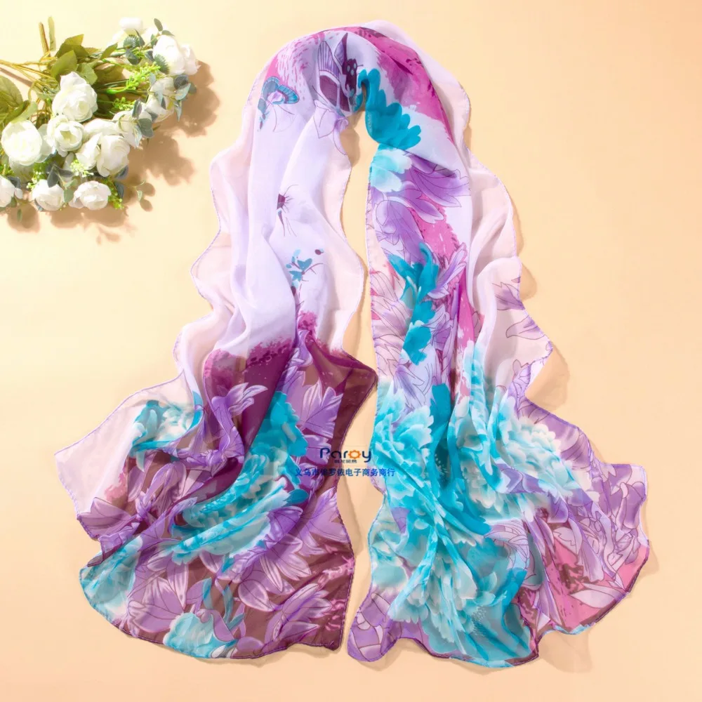 new arrival 2018 spring and autumn chiffon women scarf Print geometric pattern design long soft silk shawl