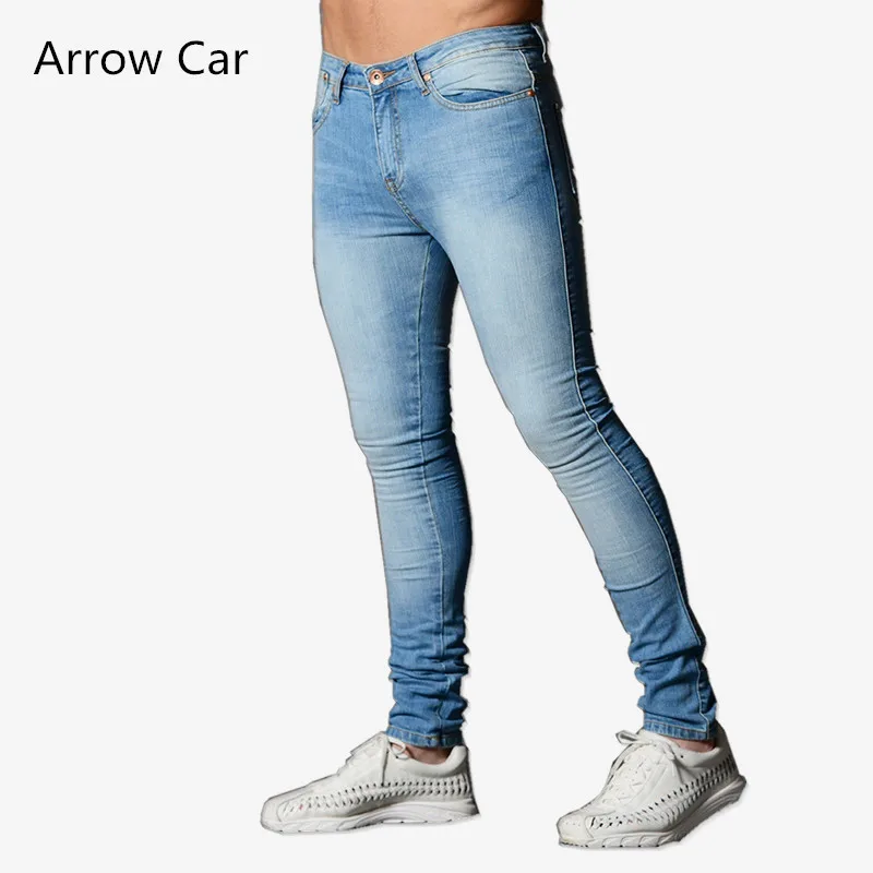 Arrow Car Men Skinny Jeans Summer Casual Fashion Cotton Stretch Thin Solid Color Denim Pencil Pants Man Pants Jeans