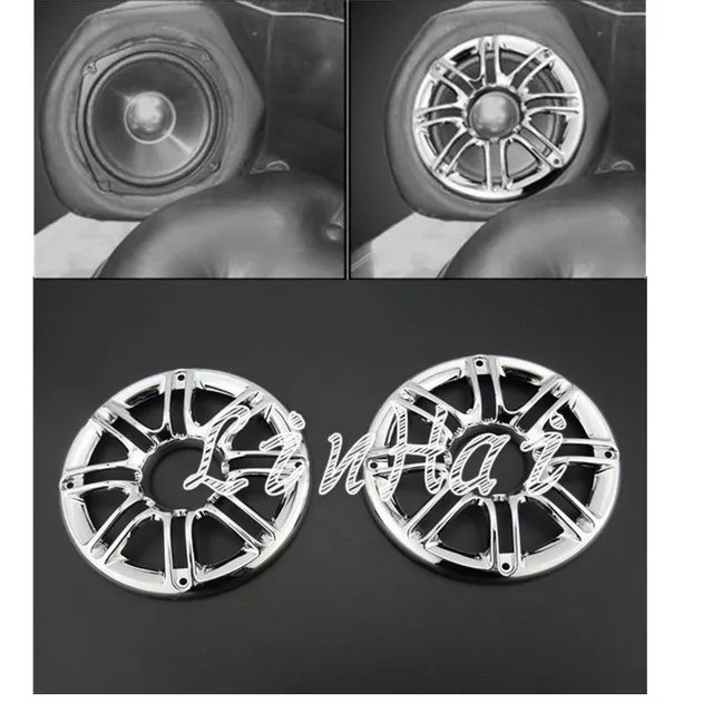 6" Chrome 3D Round Rear Front Speaker Grill Cover Fit For Harley