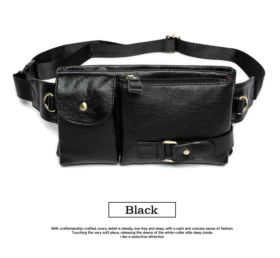 17 Genuine Leather Men's Waist Bag Travel Fanny Pack Belt Bag Men Waist Pack Phone Messenger for Man Pouch Crossbody Bags