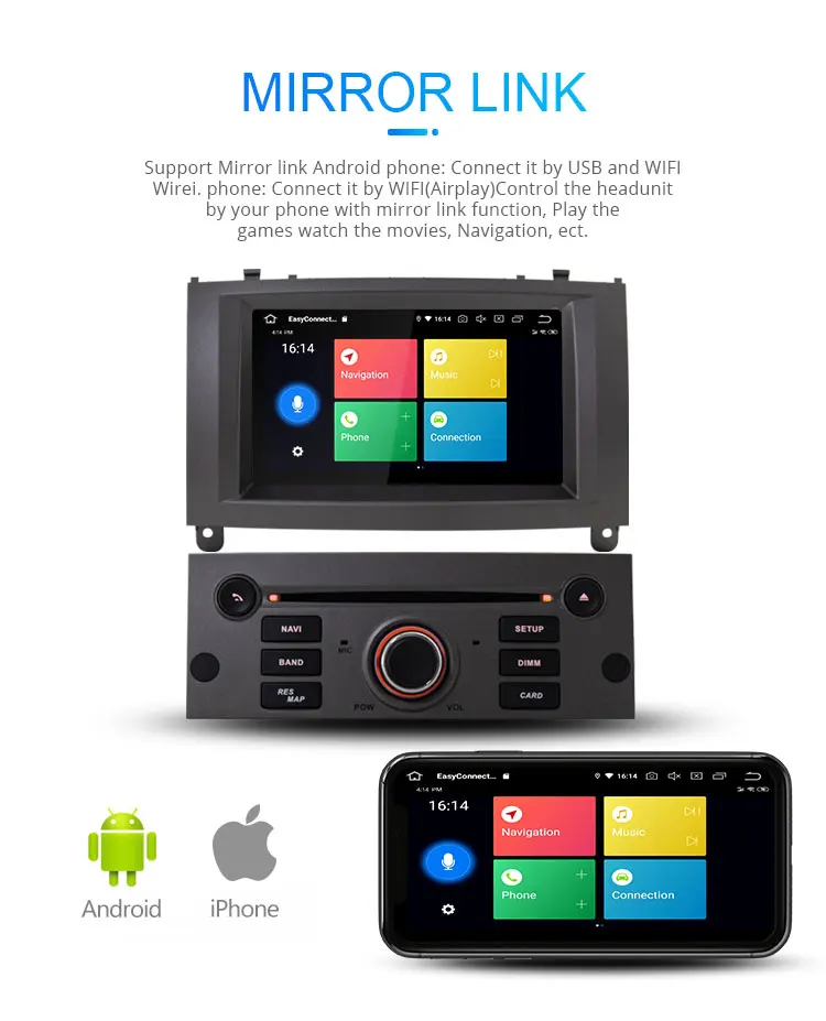 Excellent LJHANG IPS Android 9.0 Car DVD Player For Peugeot 407 2004-2010 GPS Navi Multimedia Autoaudio Stereo Car Radio Bluetooth WIFI BT 6